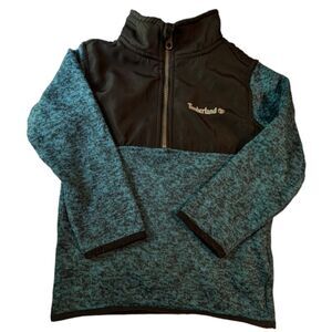 Kids Timberland Half Zip Blue Black Sweatshirt Jacket, Size 4T